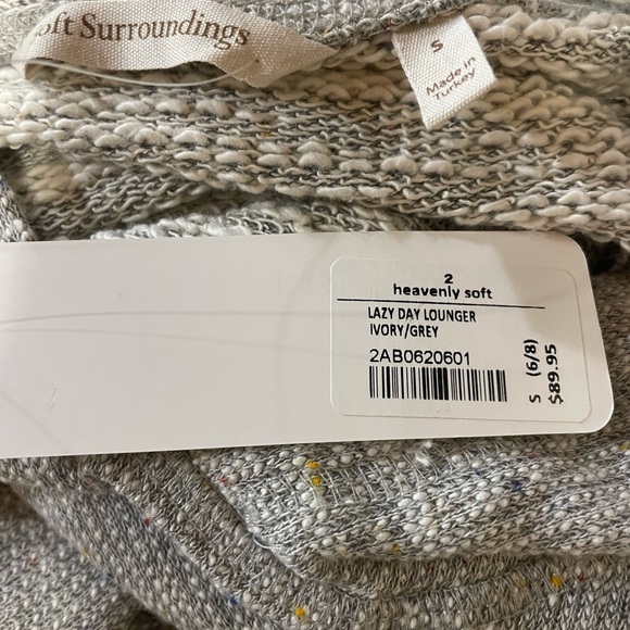 NWT Soft Surroundings lazy day lounger dress hooded maxi ivory/grey - Picture 3 of 5